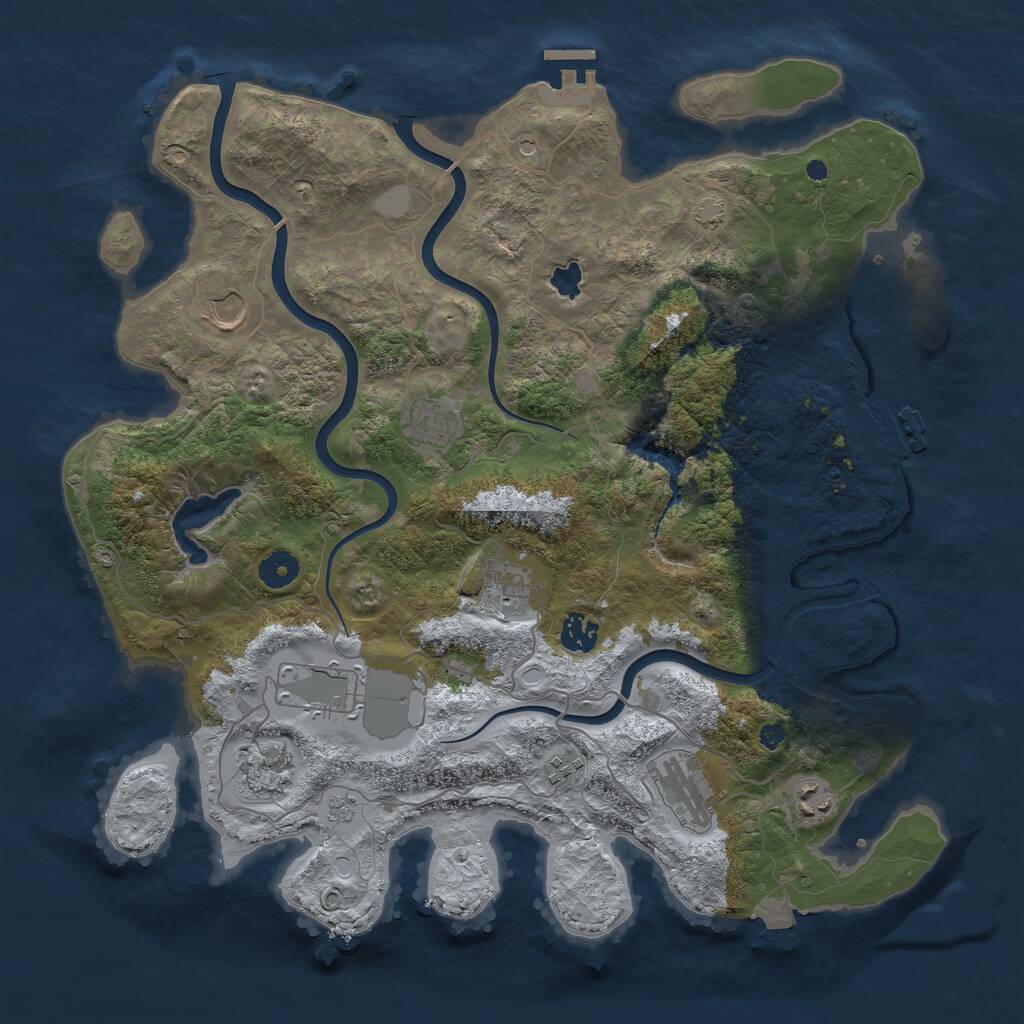 Rust Map: Procedural Map, Size: 4000, Seed: 32154, 15 Monuments