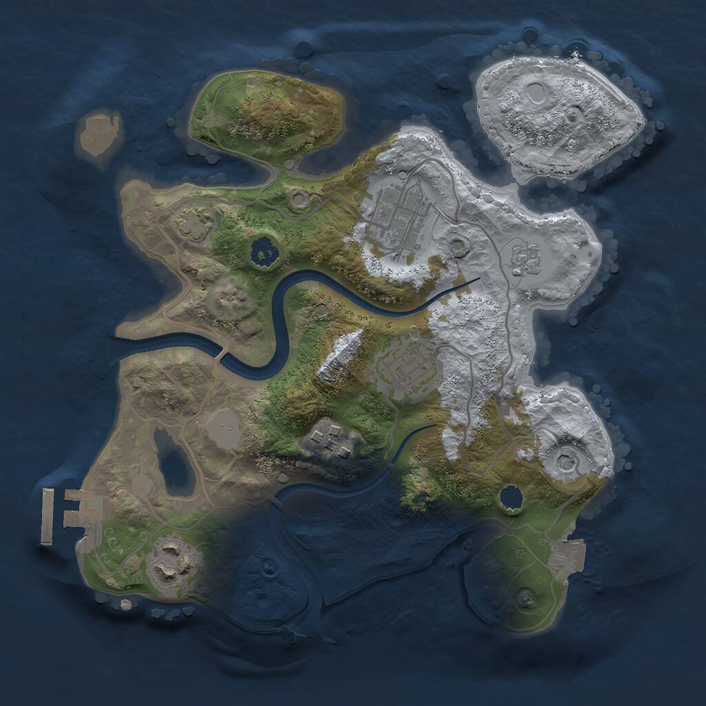 Rust Map: Procedural Map, Size: 2500, Seed: 360868112, 9 Monuments