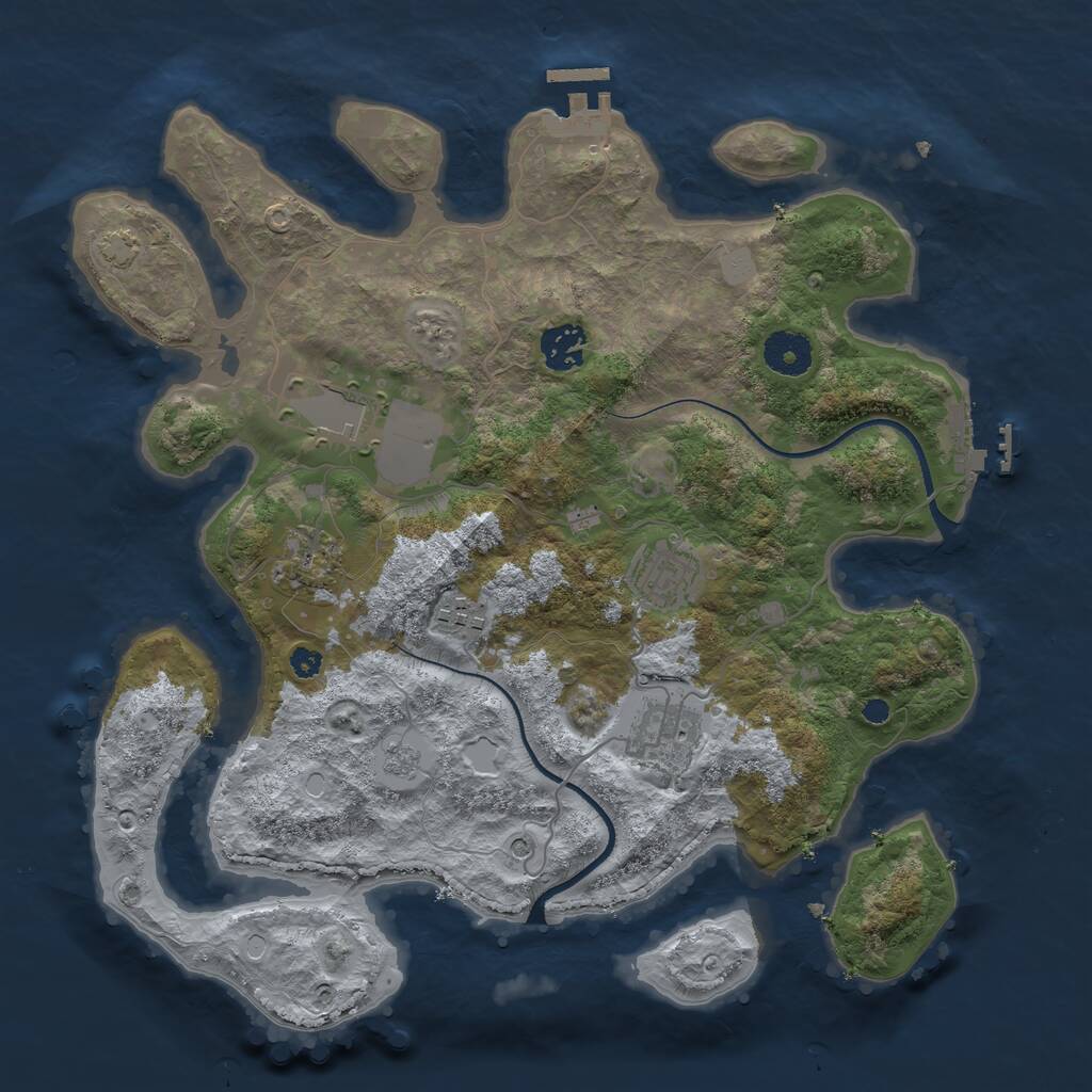 Rust Map: Procedural Map, Size: 3500, Seed: 816216038, 12 Monuments