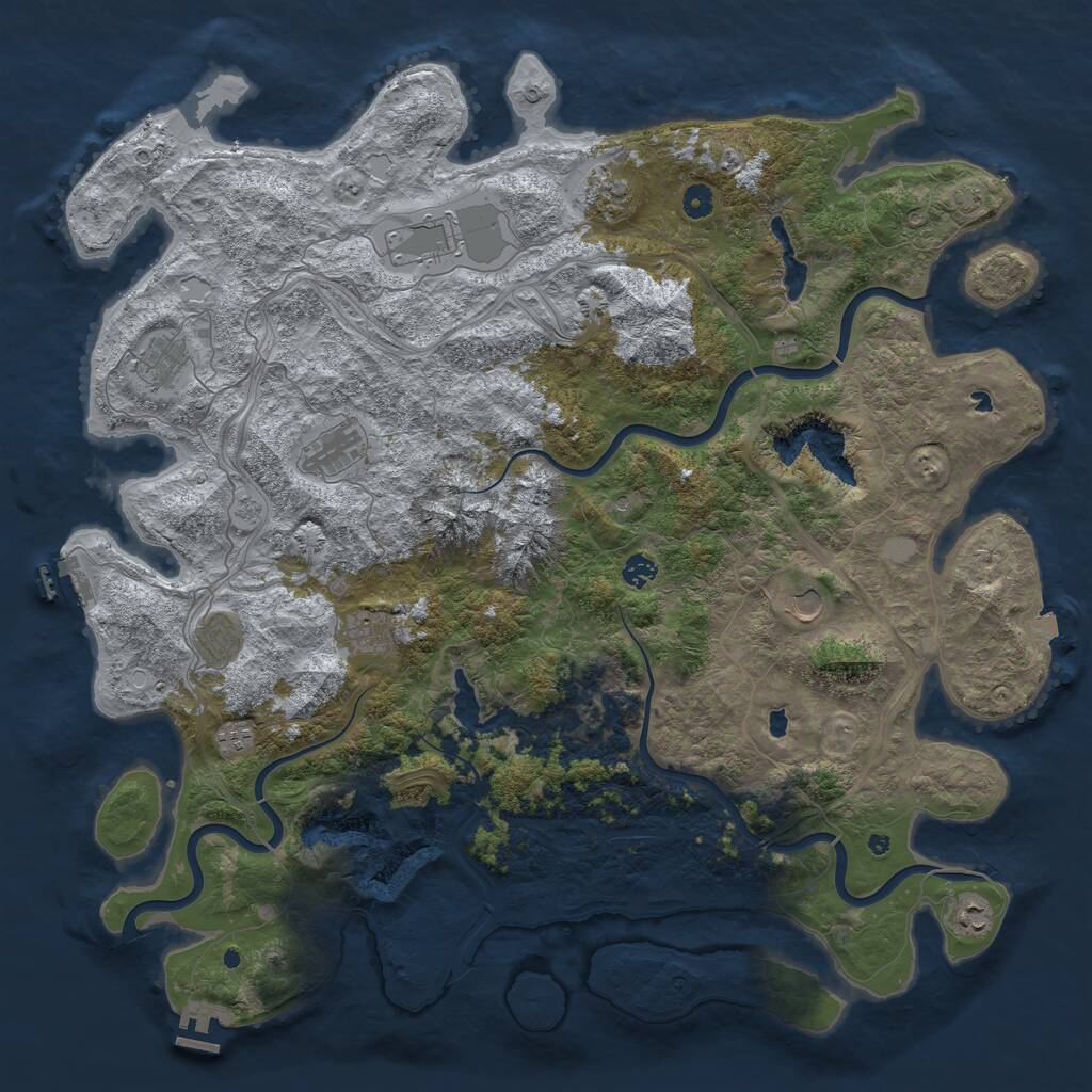 Rust Map: Procedural Map, Size: 5000, Seed: 42124425, 16 Monuments