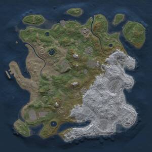 Thumbnail Rust Map: Procedural Map, Size: 3800, Seed: 910377709, 14 Monuments