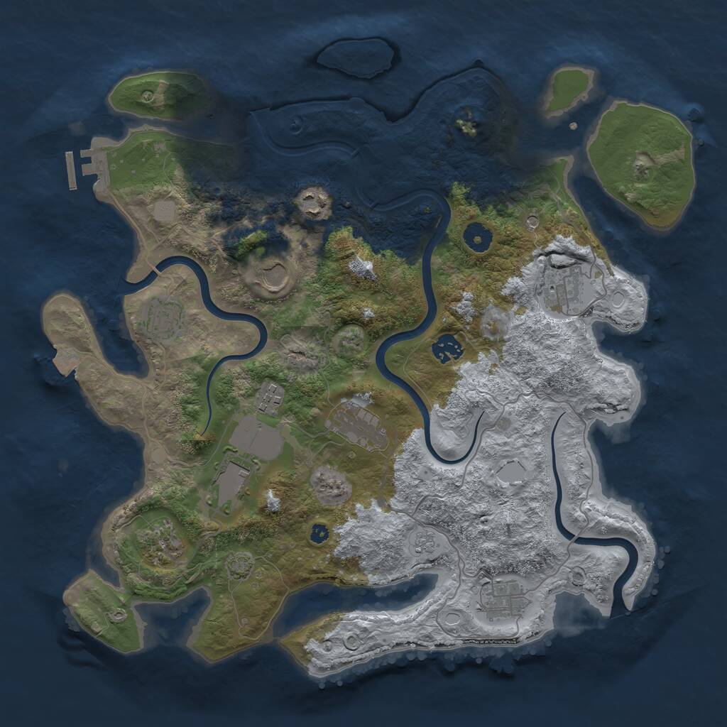 Rust Map: Procedural Map, Size: 3800, Seed: 910377709, 15 Monuments
