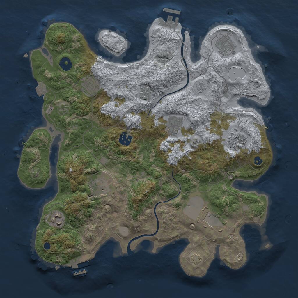 Rust Map: Procedural Map, Size: 3500, Seed: 500068174, 14 Monuments