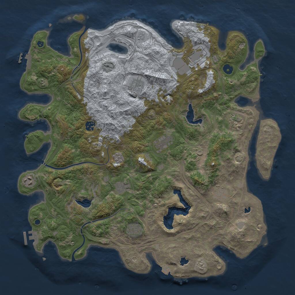 Rust Map: Procedural Map, Size: 4500, Seed: 787128716, 16 Monuments