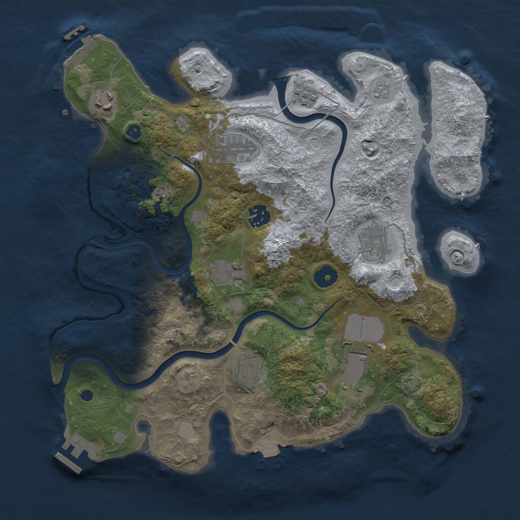 Rust Map: Procedural Map, Size: 3500, Seed: 1063651351, 14 Monuments