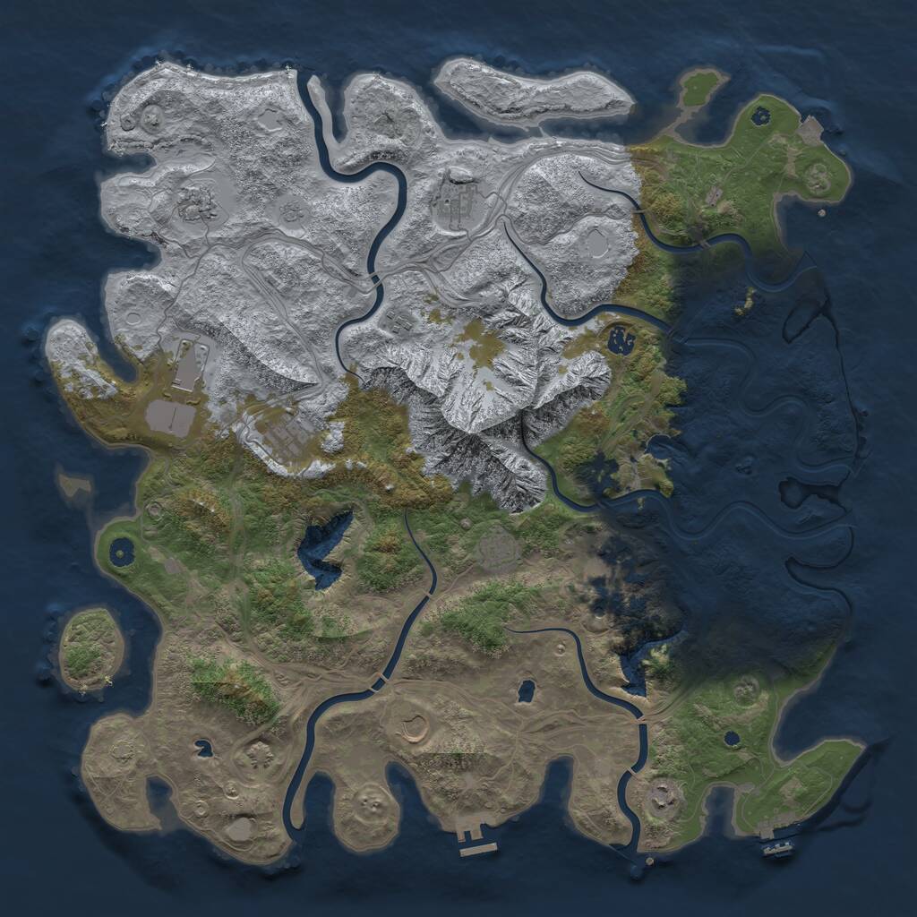 Rust Map: Procedural Map, Size: 5000, Seed: 49999, 16 Monuments