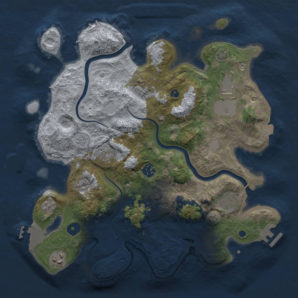 Rust Map: Procedural Map, Size: 3500, Seed: 695902522, 14 Monuments