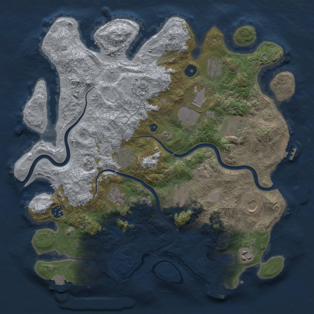 Rust Map: Procedural Map, Size: 3920, Seed: 3291028, 17 Monuments
