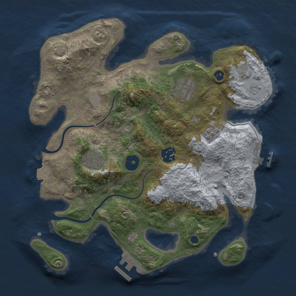 Rust Map: Procedural Map, Size: 3000, Seed: 2572, 10 Monuments