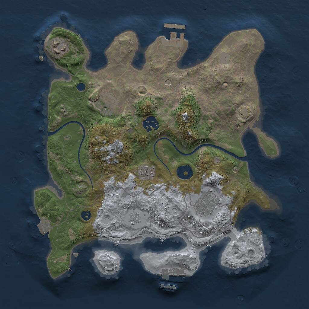 Rust Map: Procedural Map, Size: 3000, Seed: 6612, 11 Monuments