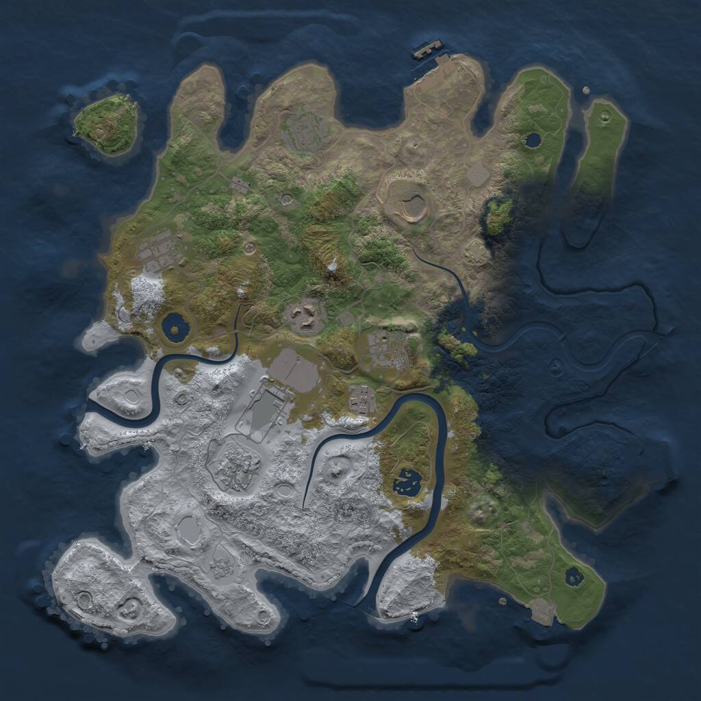 Rust Map: Procedural Map, Size: 3750, Seed: 1121, 15 Monuments