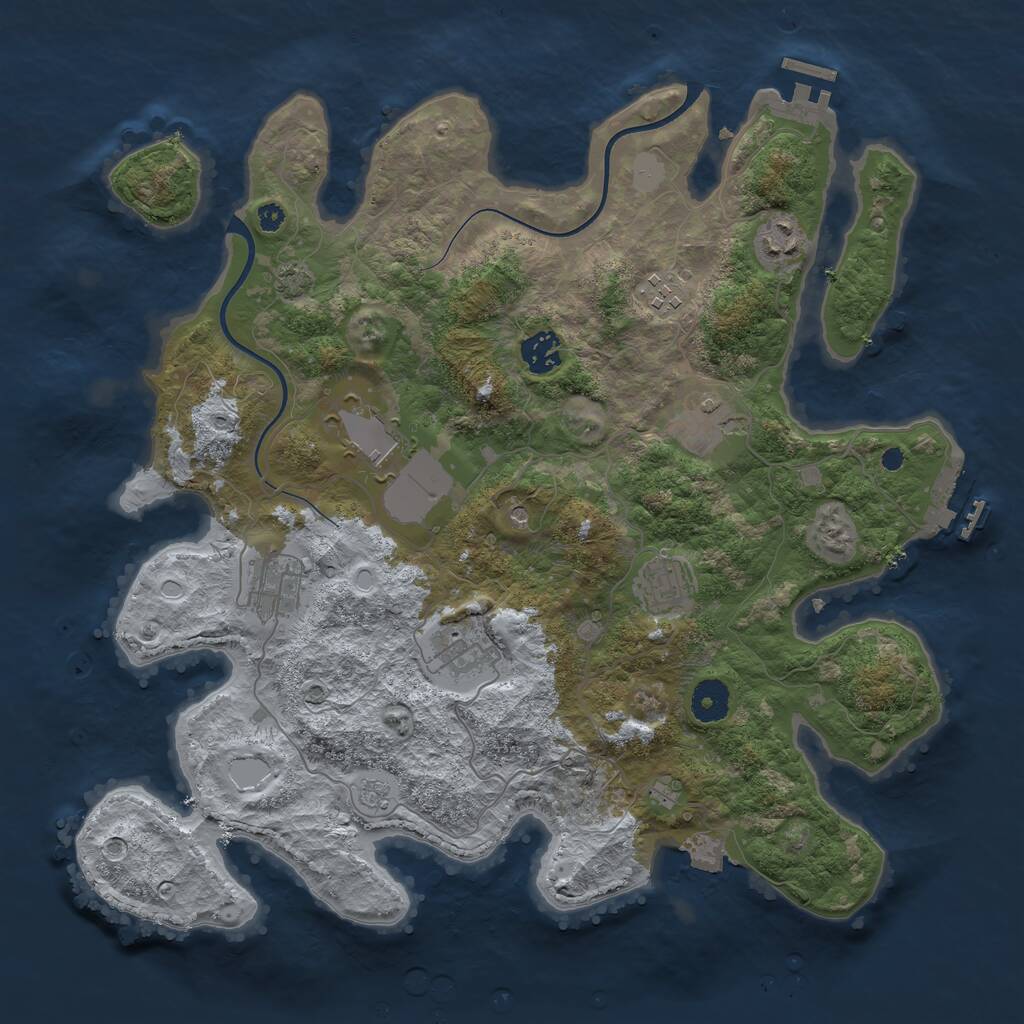 Rust Map: Procedural Map, Size: 3750, Seed: 1121, 14 Monuments