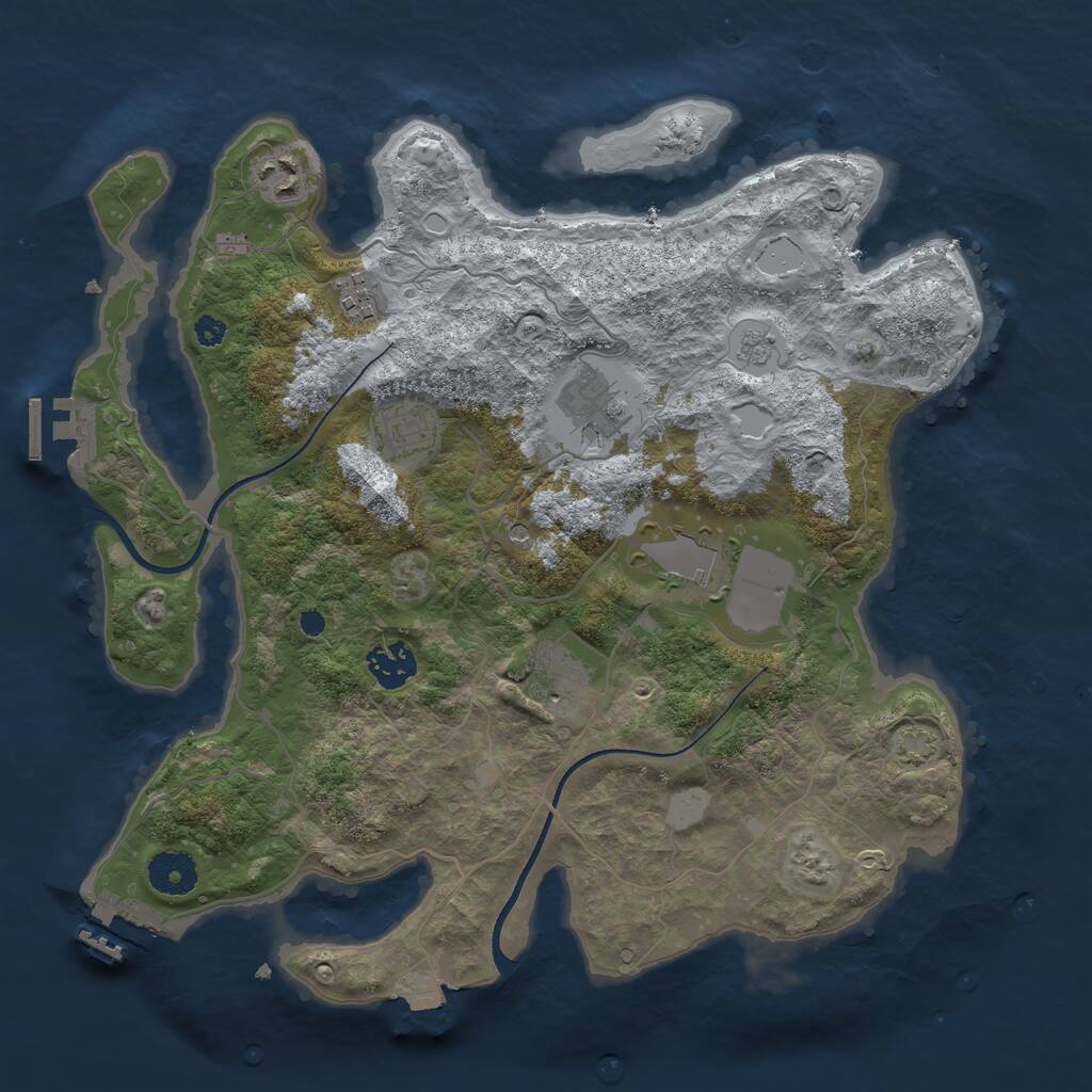 Rust Map: Procedural Map, Size: 3500, Seed: 633099260, 13 Monuments
