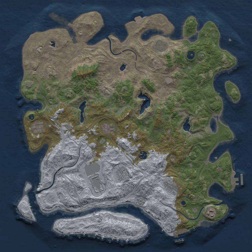 Rust Map: Procedural Map, Size: 4500, Seed: 238262845, 16 Monuments