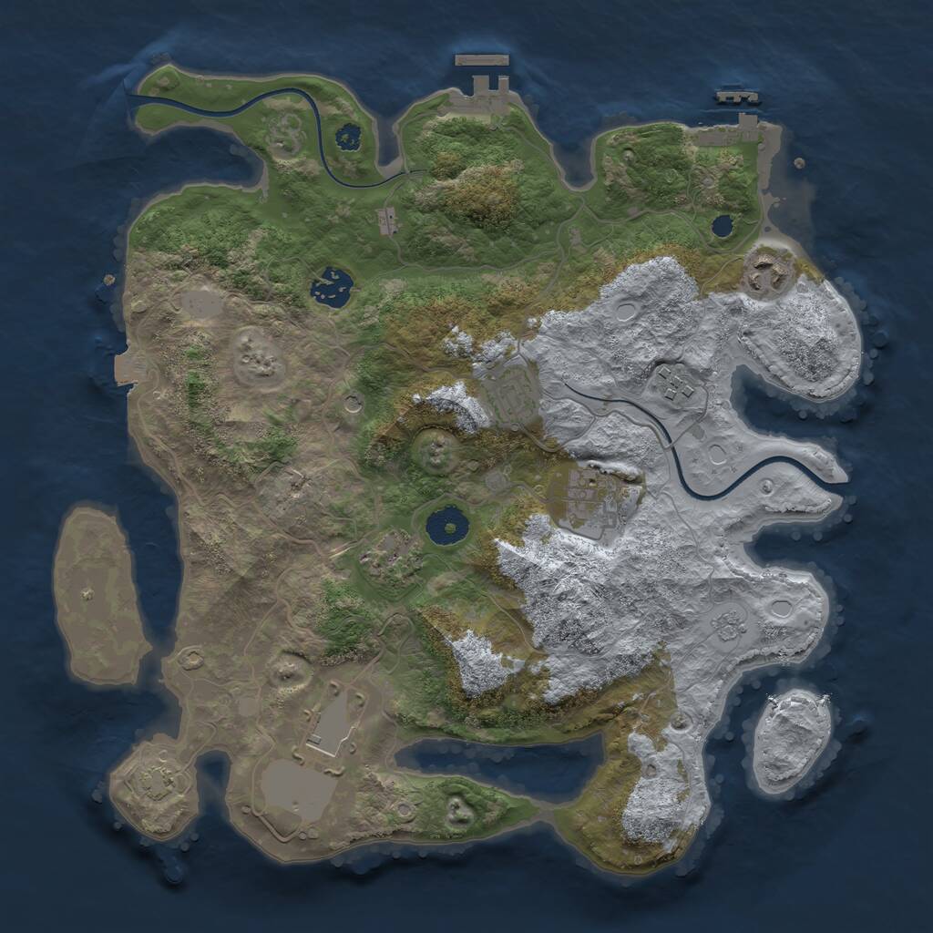 Rust Map: Procedural Map, Size: 3500, Seed: 2396663, 13 Monuments