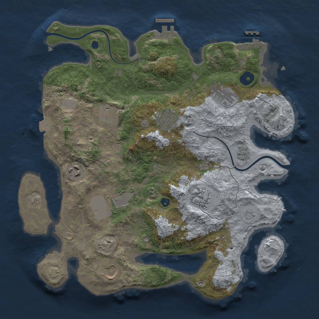 Rust Map: Procedural Map, Size: 3500, Seed: 2396663, 13 Monuments