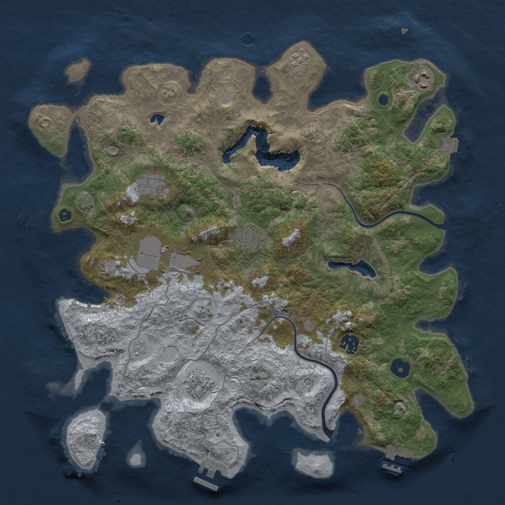 Rust Map: Procedural Map, Size: 4000, Seed: 75999936, 13 Monuments