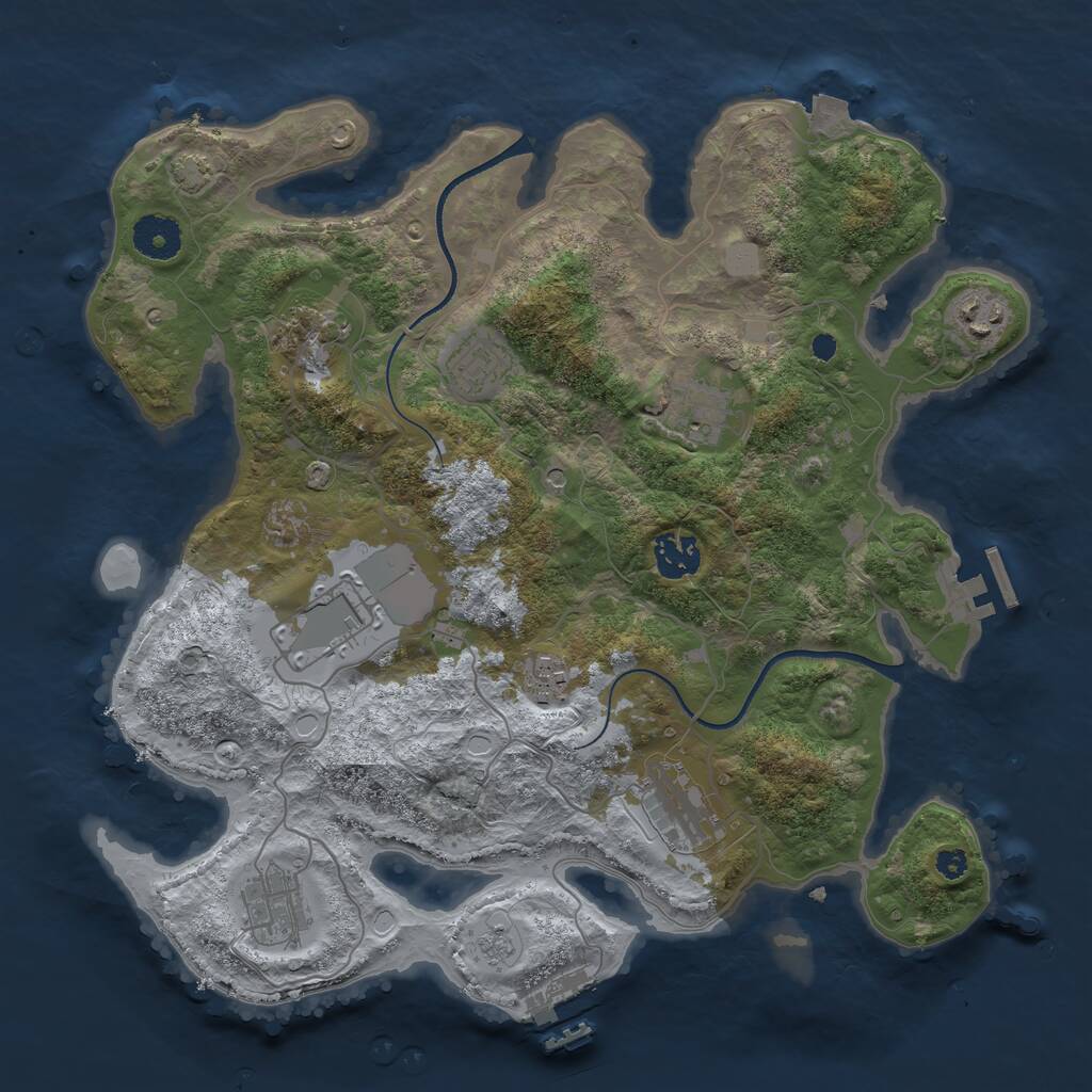 Rust Map: Procedural Map, Size: 3500, Seed: 463490492, 15 Monuments