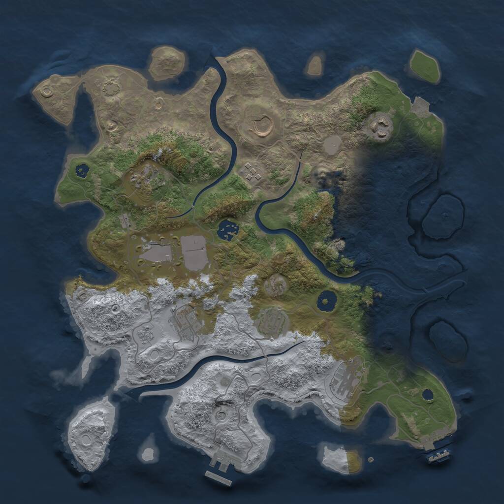Rust Map: Procedural Map, Size: 3666, Seed: 75999936, 15 Monuments