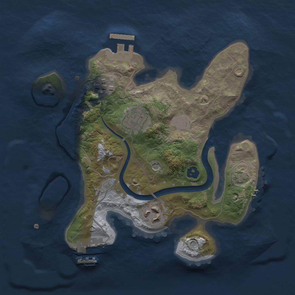 Rust Map: Procedural Map, Size: 2400, Seed: 1233908351, 8 Monuments
