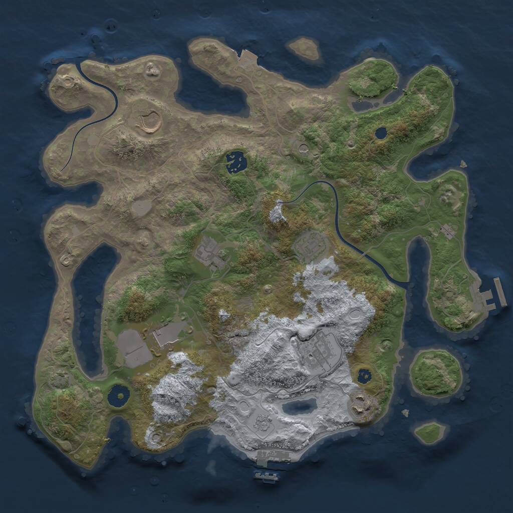 Rust Map: Procedural Map, Size: 3500, Seed: 1293744148, 13 Monuments