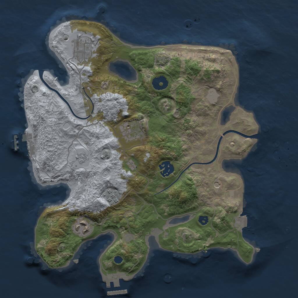 Rust Map: Procedural Map, Size: 3000, Seed: 7266, 11 Monuments