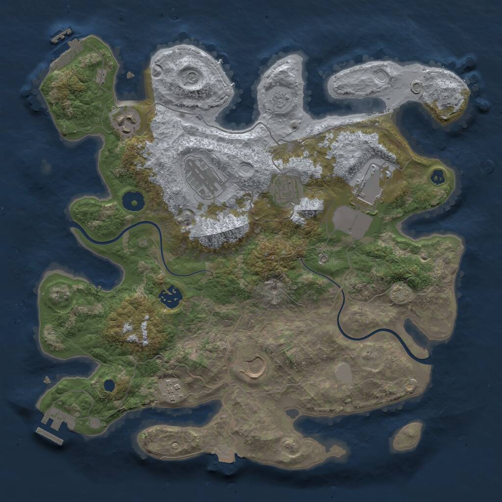 Rust Map: Procedural Map, Size: 3500, Seed: 276202668, 13 Monuments