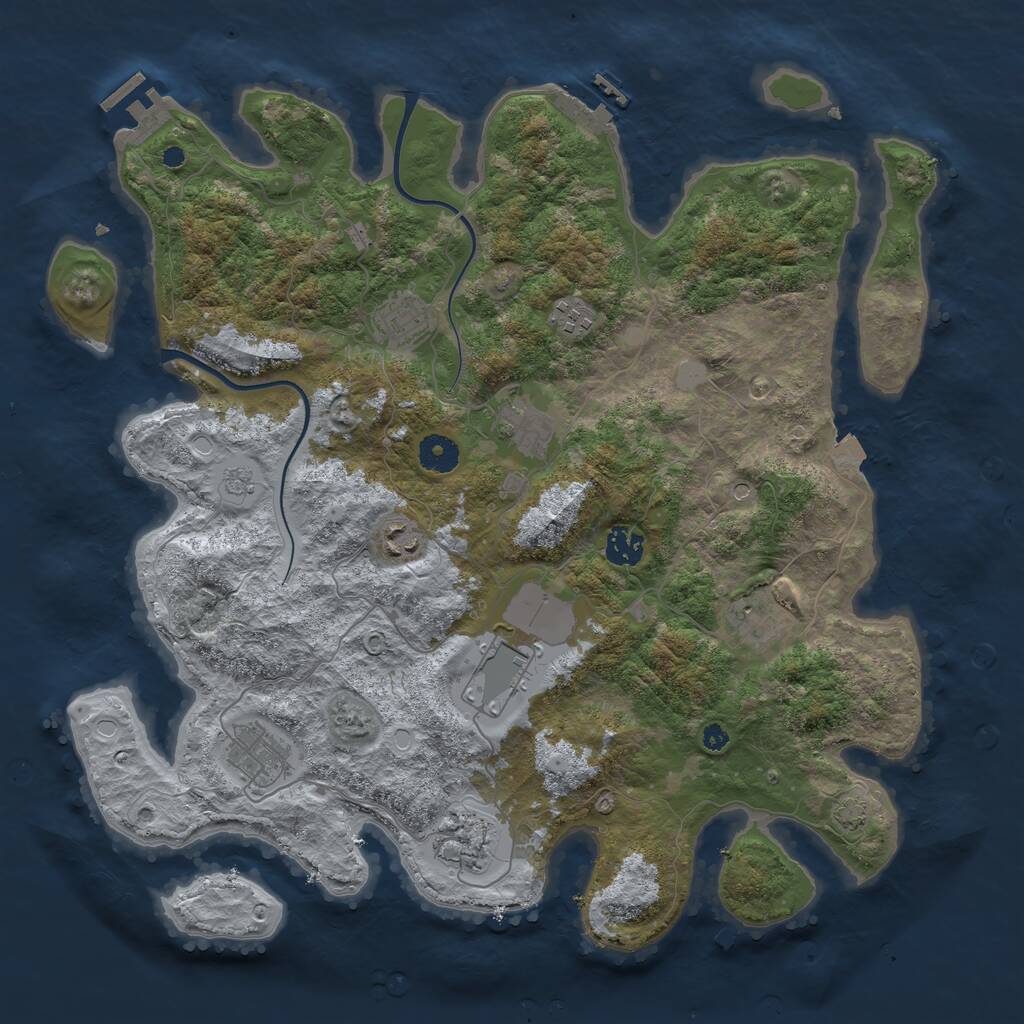 Rust Map: Procedural Map, Size: 3920, Seed: 6969, 15 Monuments