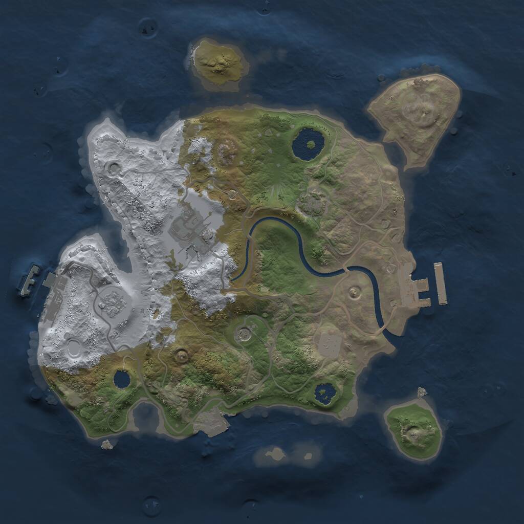 Rust Map: Procedural Map, Size: 2500, Seed: 743730, 7 Monuments