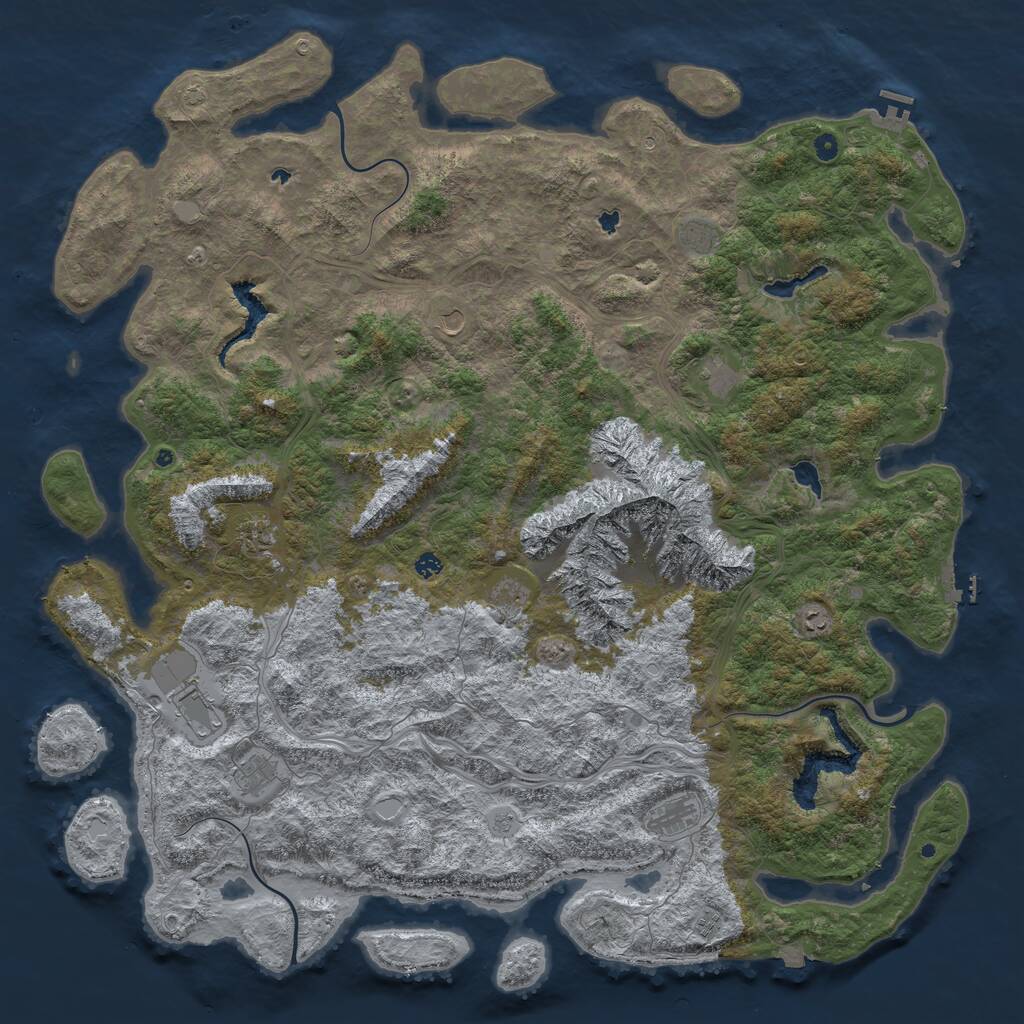 Rust Map: Procedural Map, Size: 6000, Seed: 228189342, 17 Monuments