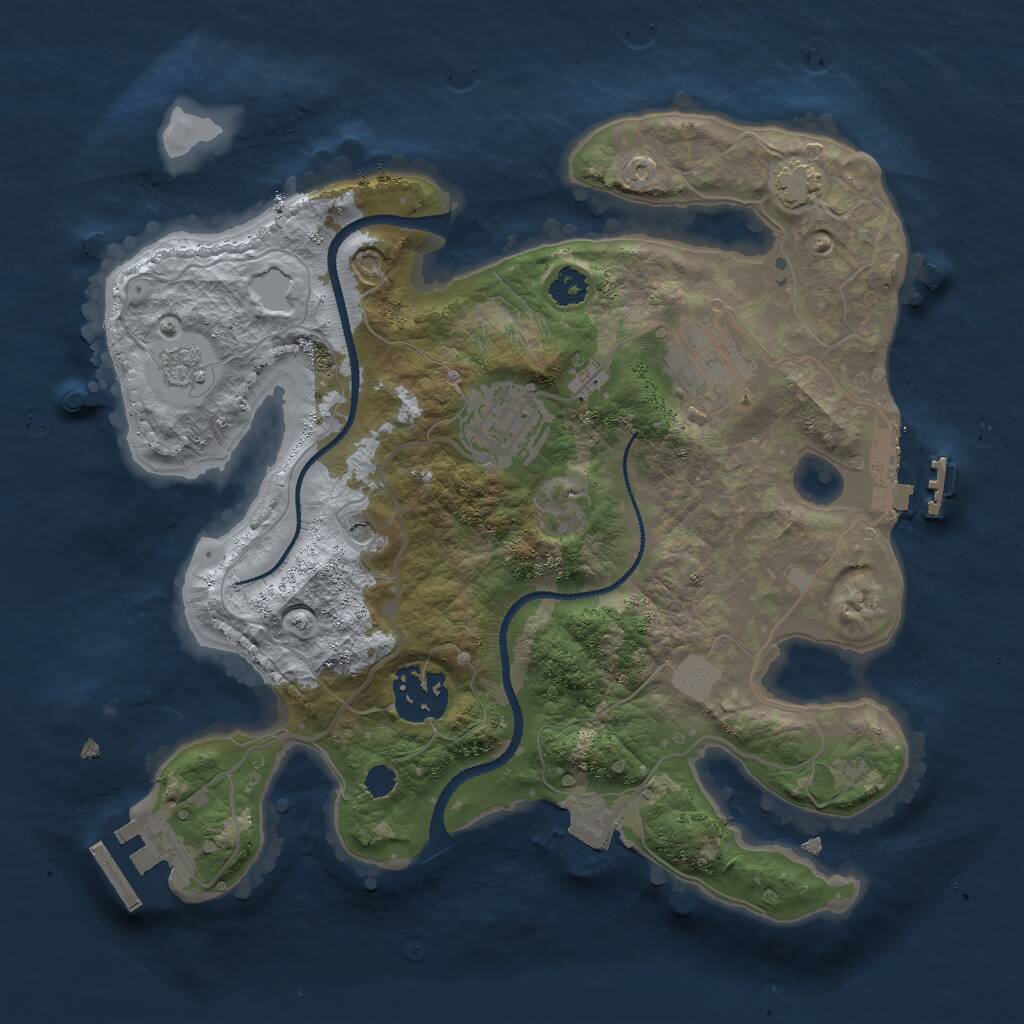 Rust Map: Procedural Map, Size: 2700, Seed: 2057504600, 9 Monuments