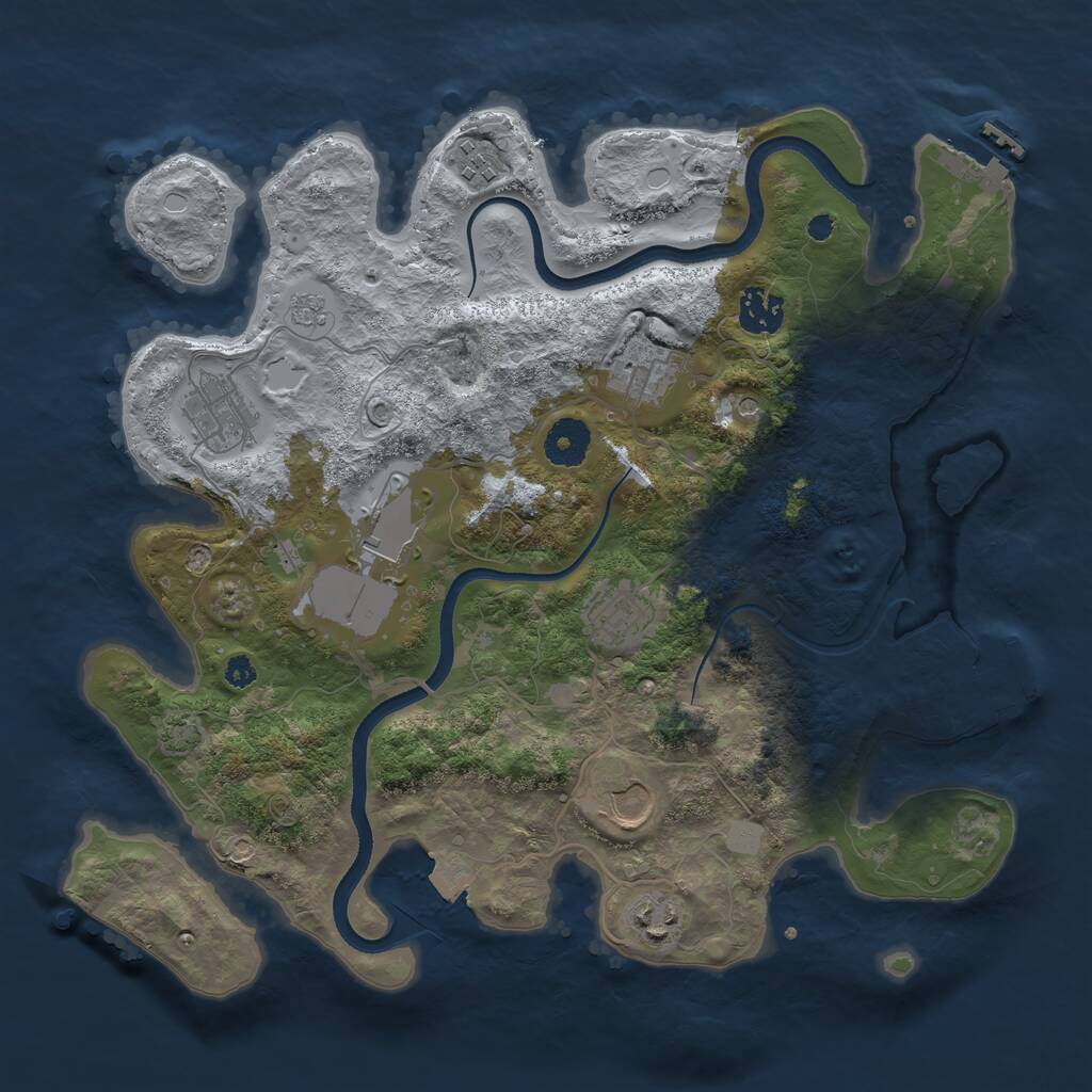 Rust Map: Procedural Map, Size: 3500, Seed: 336627087, 14 Monuments
