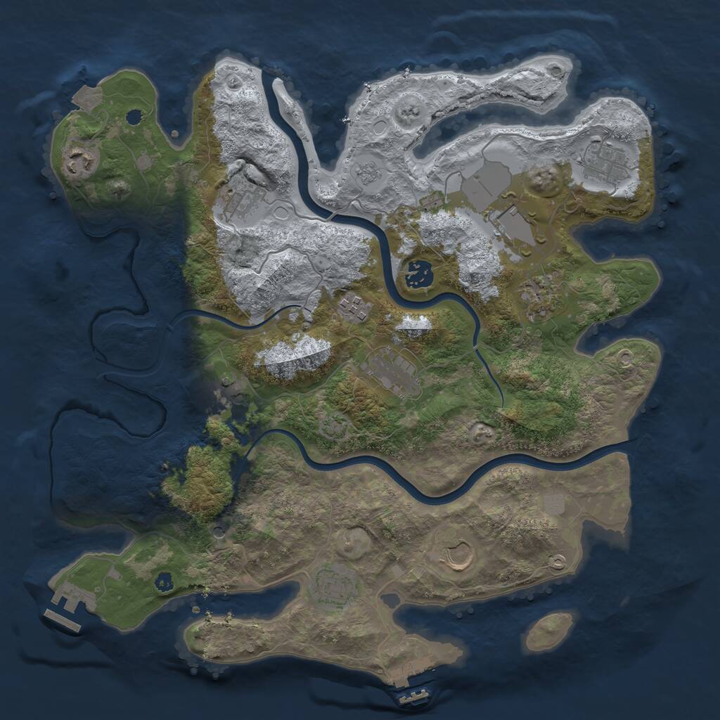 Rust Map: Procedural Map, Size: 3750, Seed: 276202668, 17 Monuments