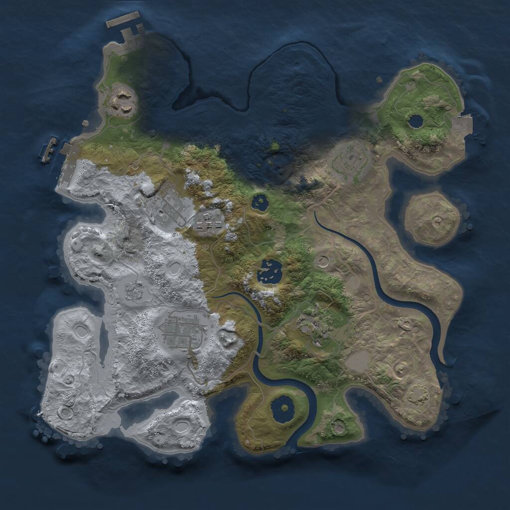 Rust Map: Procedural Map, Size: 3000, Seed: 49986, 13 Monuments