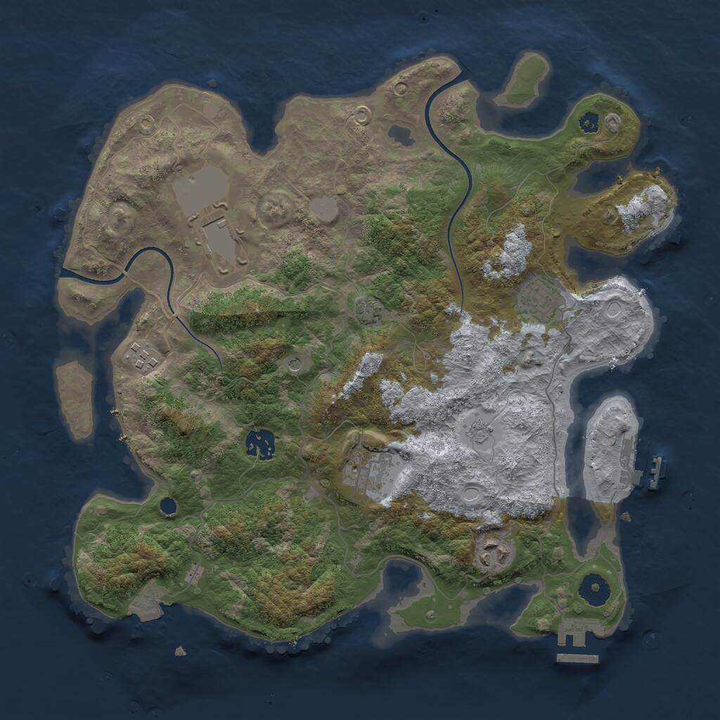 Rust Map: Procedural Map, Size: 3500, Seed: 797146693, 12 Monuments