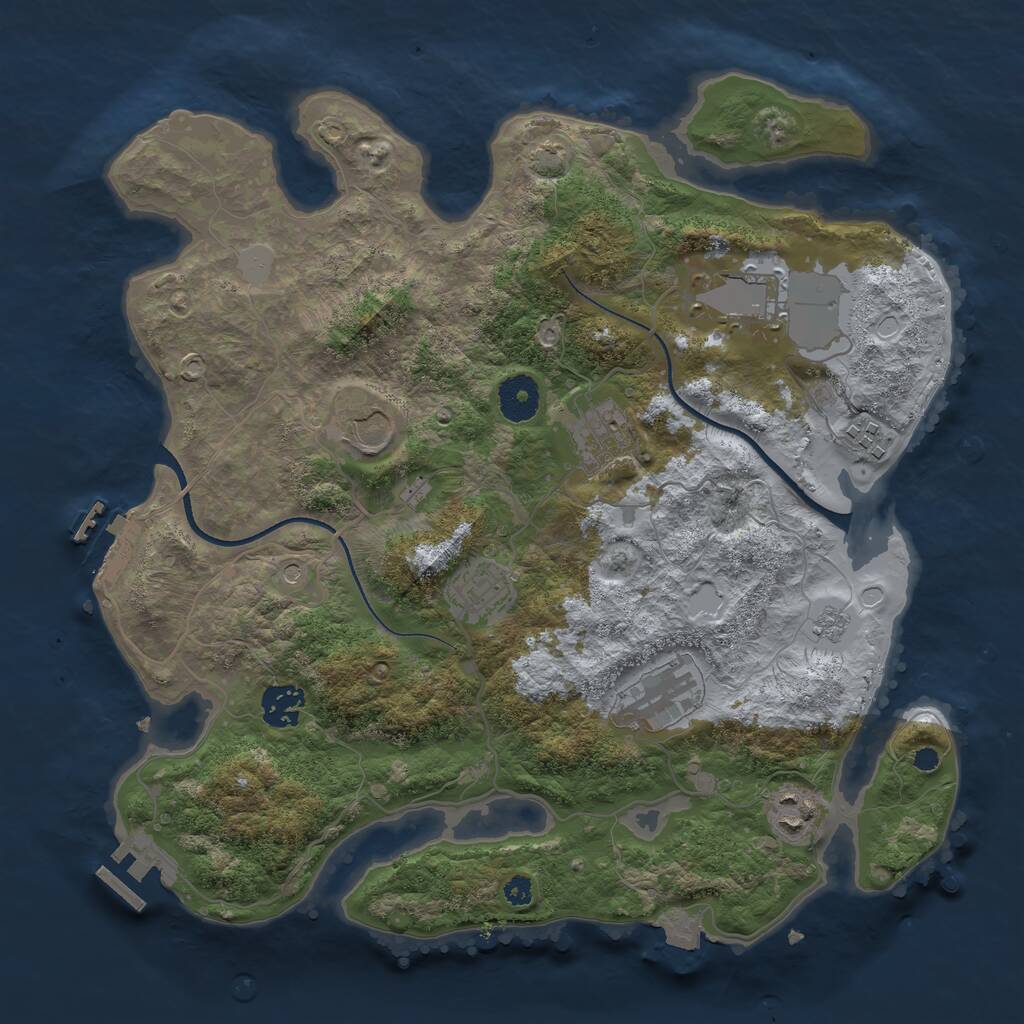 Rust Map: Procedural Map, Size: 3500, Seed: 482303126, 14 Monuments