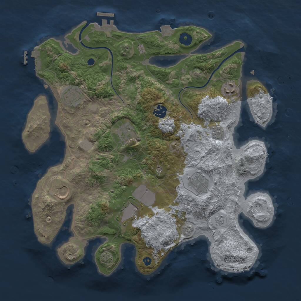 Rust Map: Procedural Map, Size: 3500, Seed: 566868477, 14 Monuments