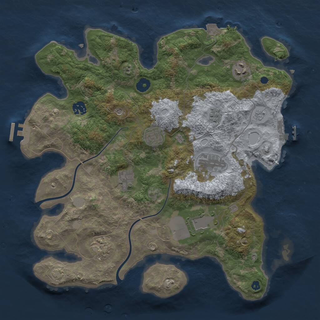 Rust Map: Procedural Map, Size: 3500, Seed: 2089323402, 14 Monuments