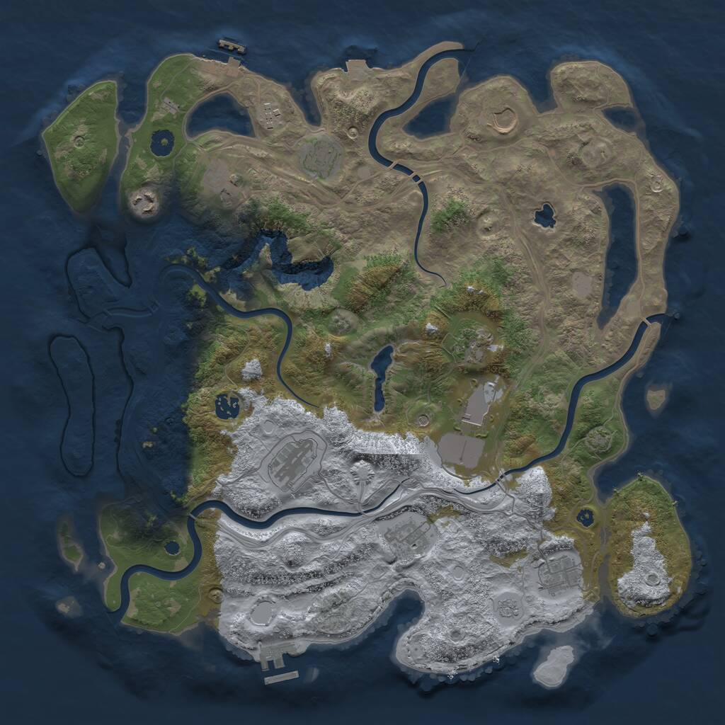 Rust Map: Procedural Map, Size: 4250, Seed: 1847806724, 17 Monuments