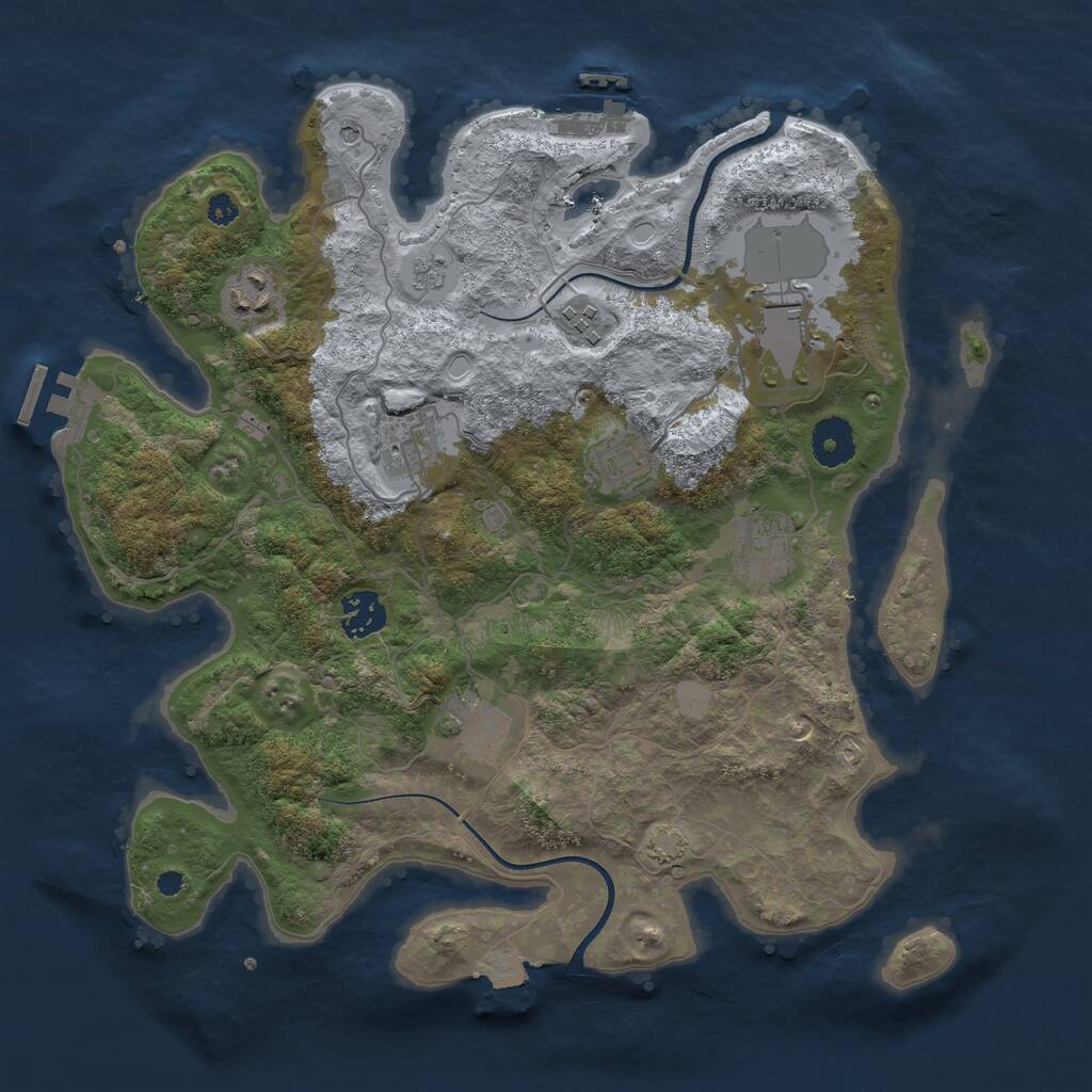 Rust Map: Procedural Map, Size: 3500, Seed: 1231525668, 14 Monuments