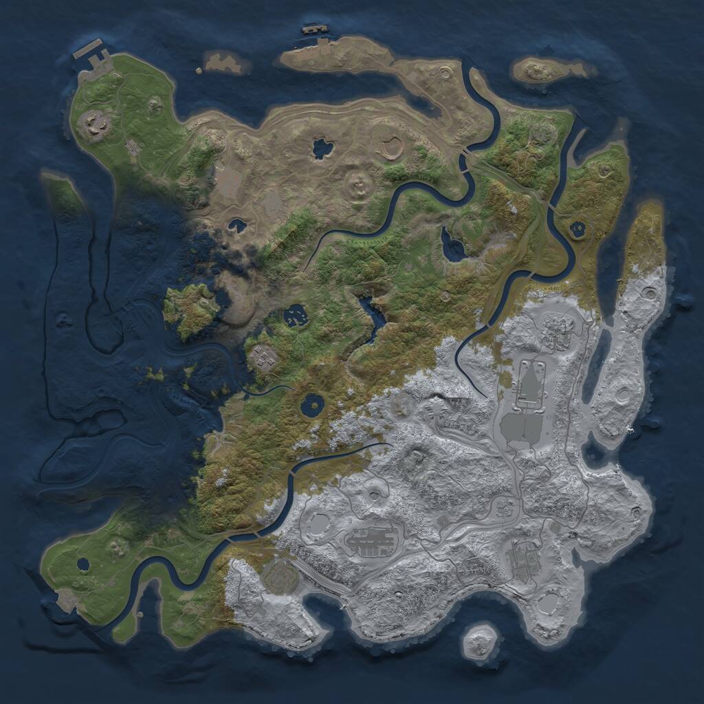 Rust Map: Procedural Map, Size: 4500, Seed: 811075672, 17 Monuments