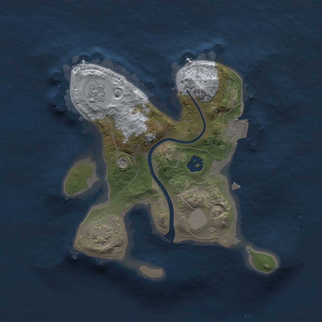 Rust Map: Procedural Map, Size: 2000, Seed: 717002430, 3 Monuments