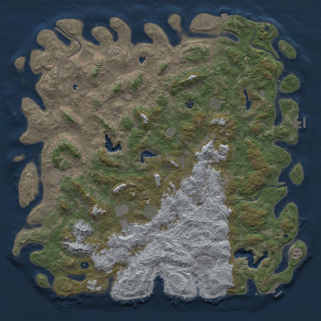 Rust Map: Procedural Map, Size: 6000, Seed: 62309, 17 Monuments