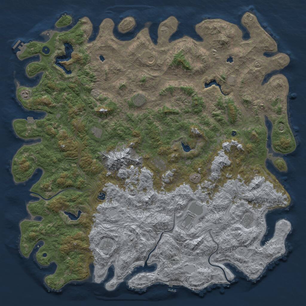 Rust Map: Procedural Map, Size: 6000, Seed: 699399797, 17 Monuments