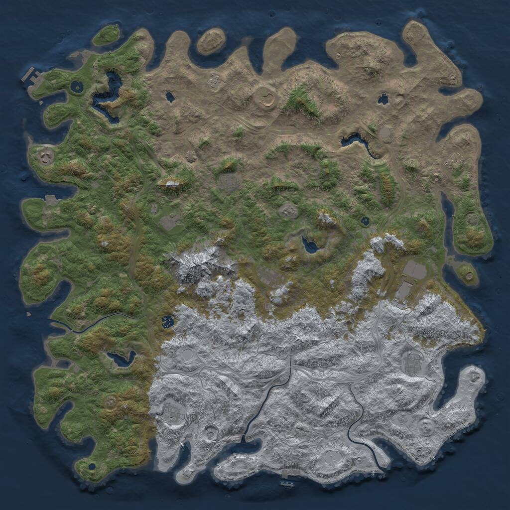 Rust Map: Procedural Map, Size: 6000, Seed: 699399797, 17 Monuments