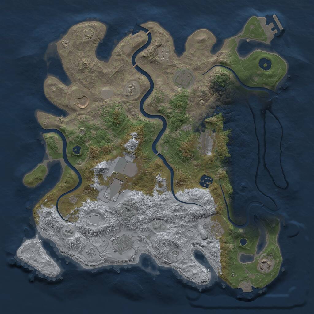 Rust Map: Procedural Map, Size: 3750, Seed: 1929691928, 14 Monuments