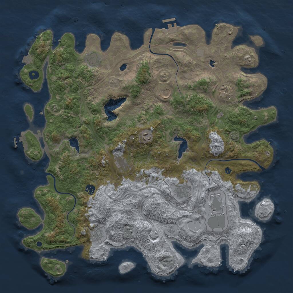 Rust Map: Procedural Map, Size: 4500, Seed: 1182610755, 16 Monuments