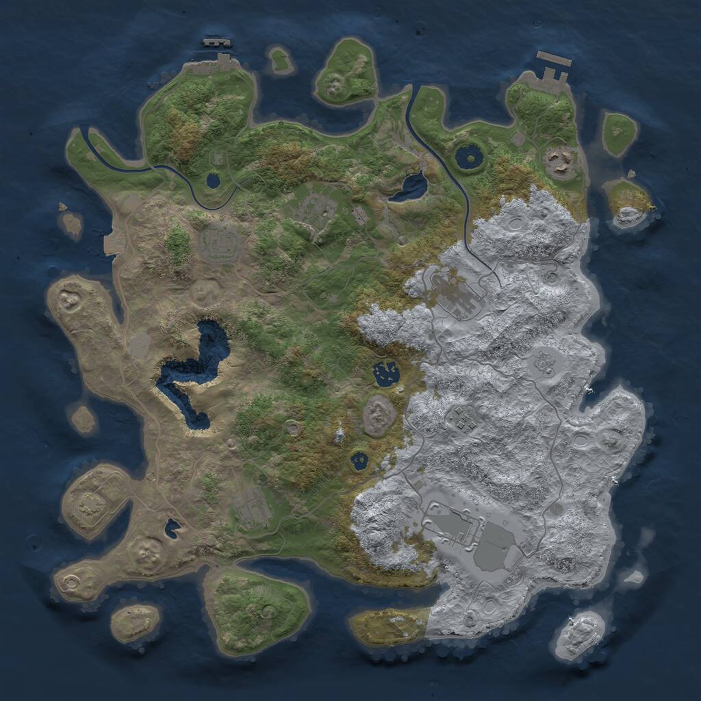 Rust Map: Procedural Map, Size: 4000, Seed: 1196533164, 14 Monuments