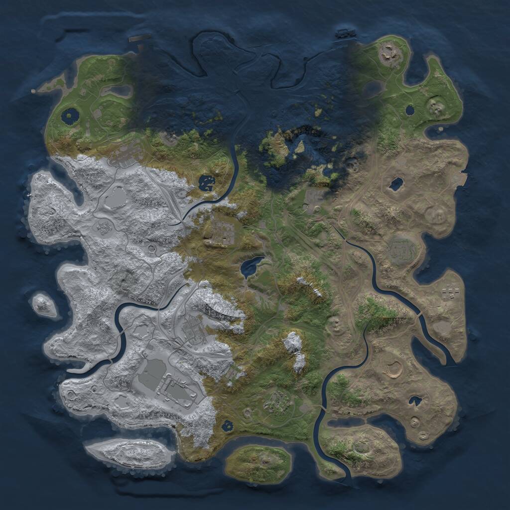 Rust Map: Procedural Map, Size: 4500, Seed: 381677637, 17 Monuments