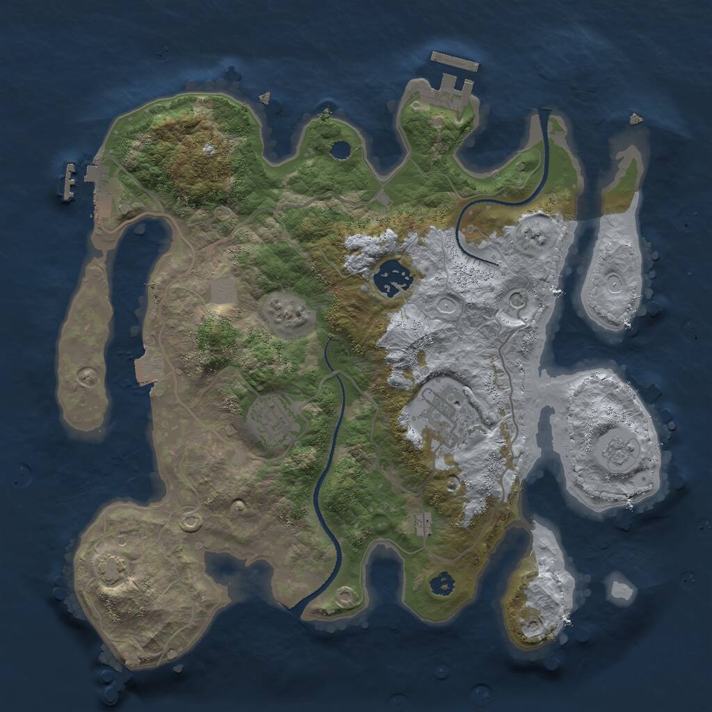 Rust Map: Procedural Map, Size: 3000, Seed: 1780867020, 9 Monuments